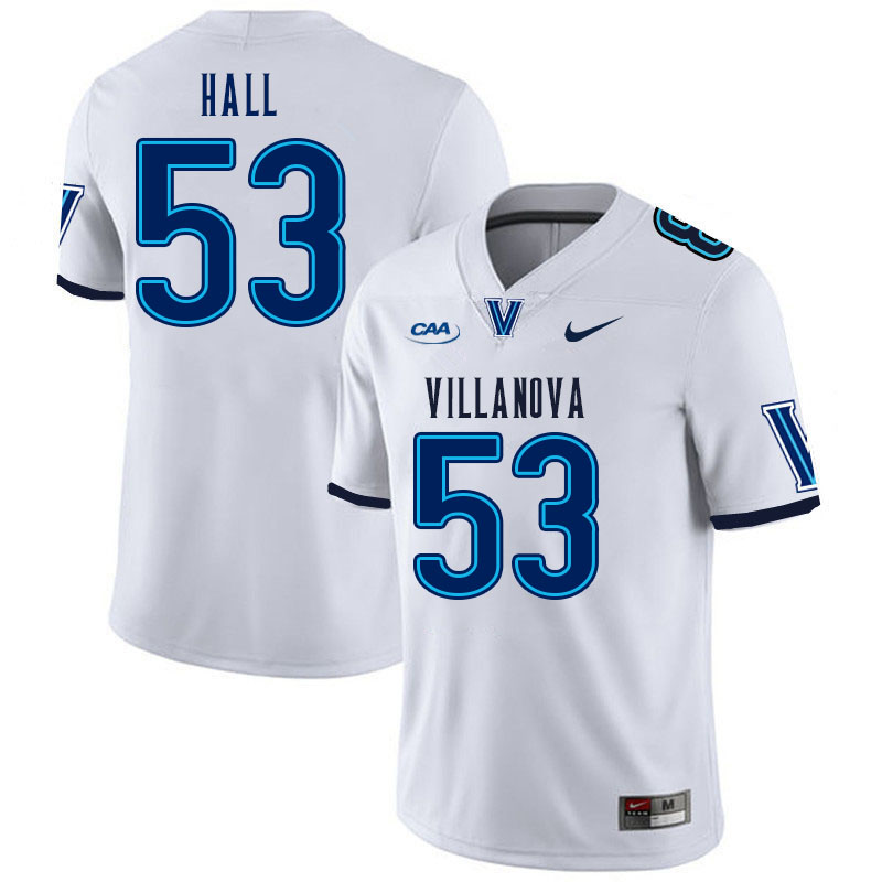 Men #53 Jason Hall Villanova Wildcats College Football Jerseys Stitched Sale-White